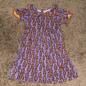 Kate Quinn Short Puff Sleeve Peter Pan Pom Pom Dress - Paisley